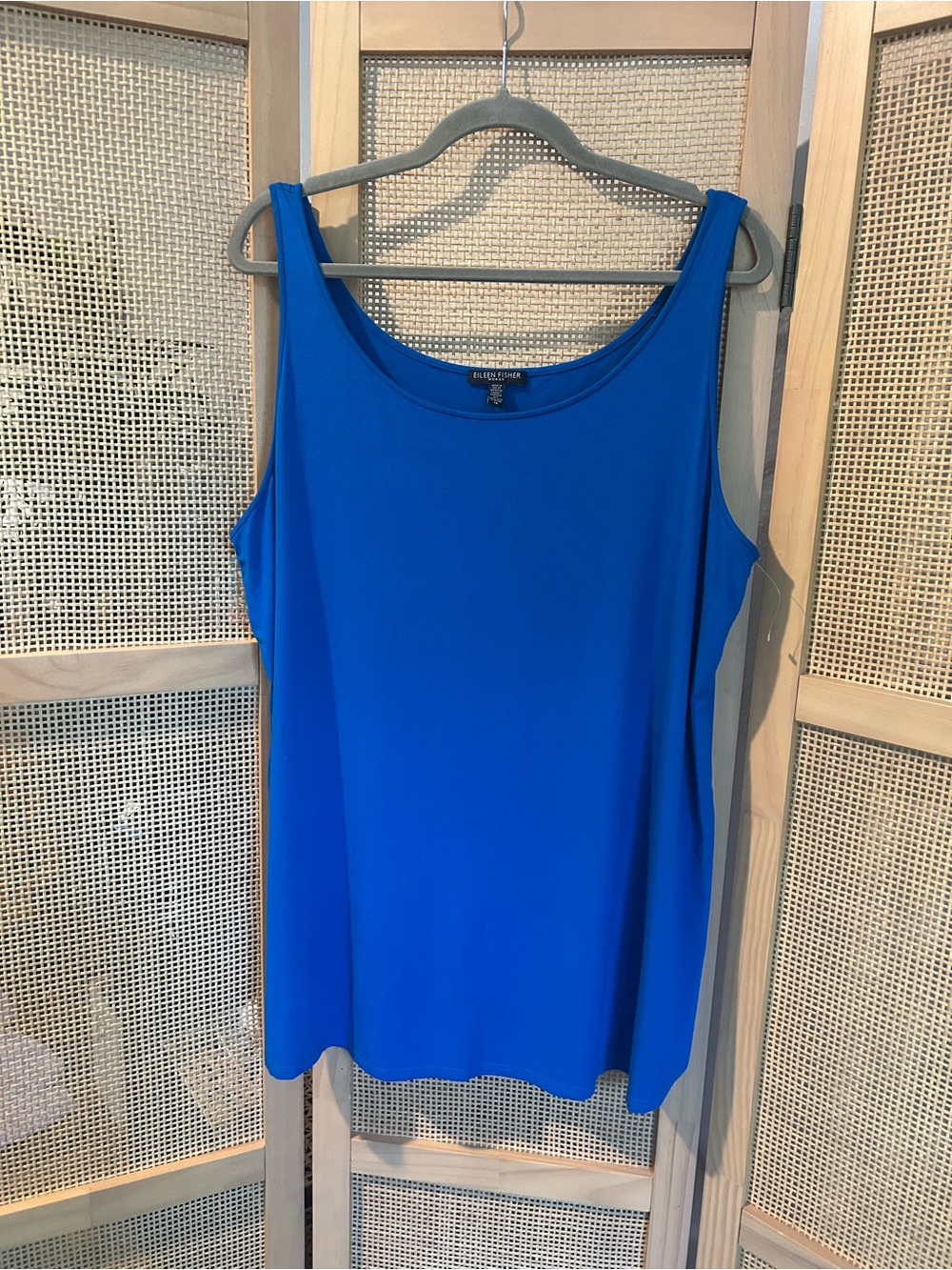 NWOT Eileen Fisher Woman Slim Tank Cobalt Royal Blue Viscose Jersey Plus 1X - Picture 4 of 11